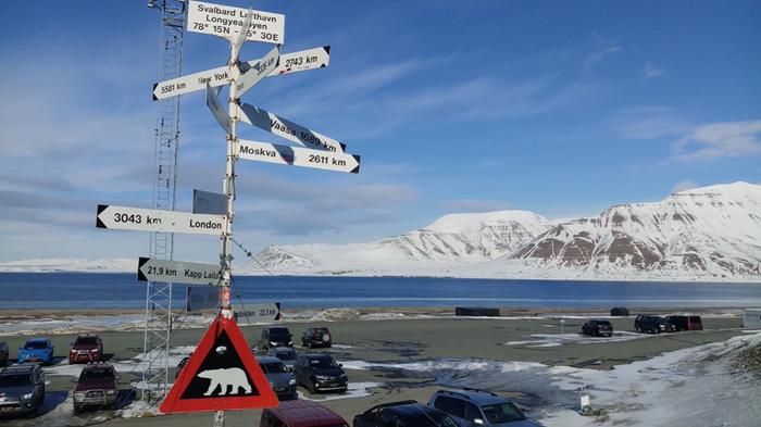 View of Longyearbyen in Svalbard