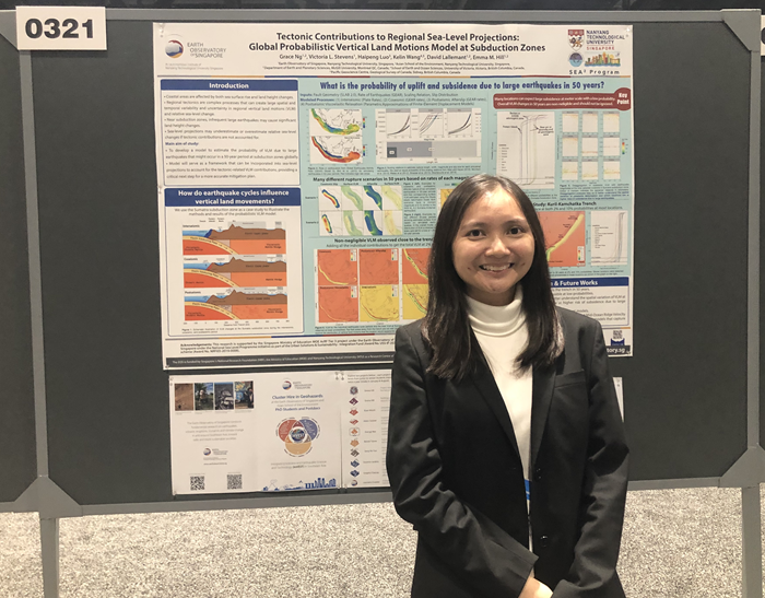 PhD student Grace Ng in front of her poster at the 2022 AGU Fall Meeting.
