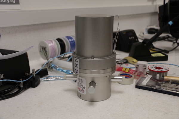 An infrasound sensor in the infrasound lab at Earth Observatory of Singapore (Source: Rachel Siao)