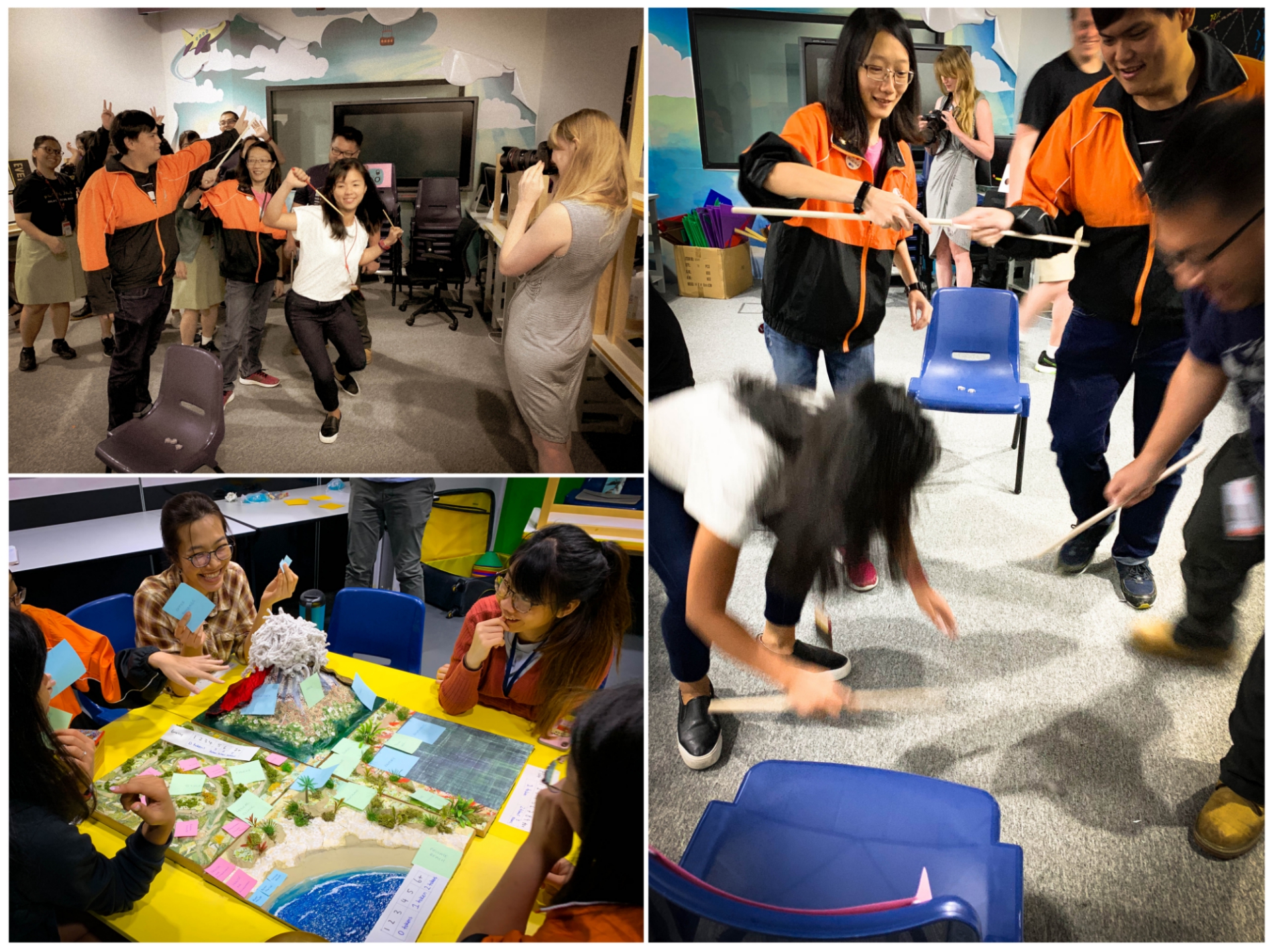 The SCS team testing out the fun-ness of the Dynamic Earth Games for themselves (Source: Kuang Jianhong/Earth Observatory of Singapore)