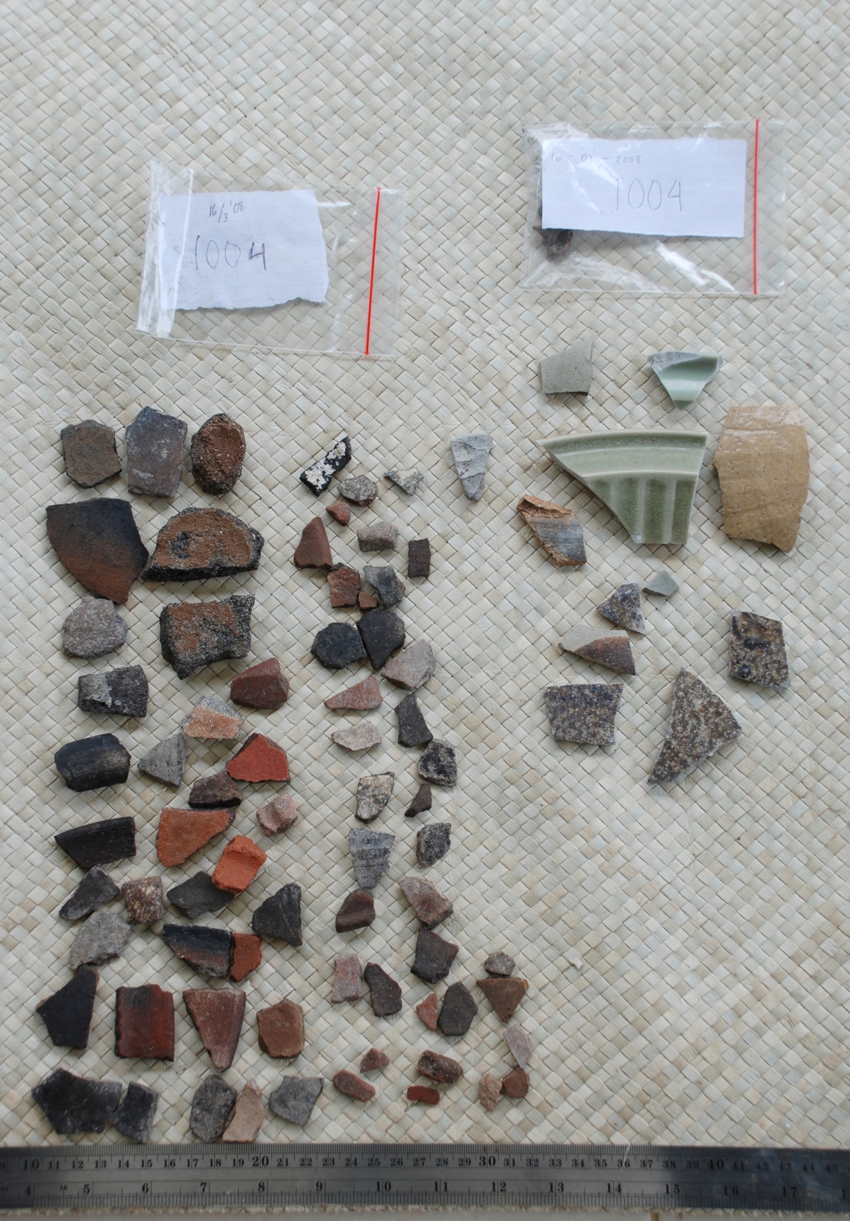 A yield of medieval ceramics from the beach section in Lamreh village in March 2008 (Source: Patrick Daly/Earth Observatory of Singapore)