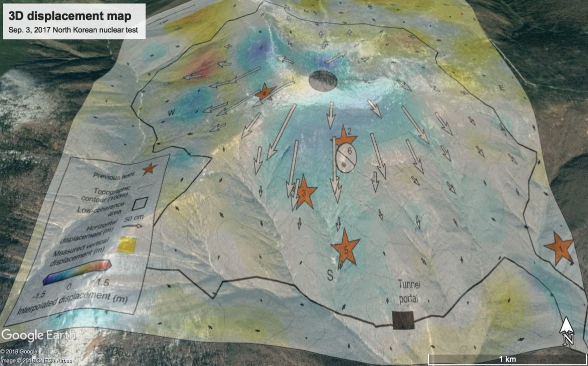 3D displacements associated with the North Korean Nuclear Test (NKNT 6) that took place on 3 September 2017
