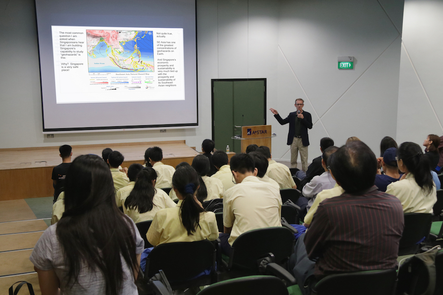 Professor Kerry Sieh explains how Southeast Asia has one of the greatest concentrations of geohazards on Earth (Source: Rachel Siao)