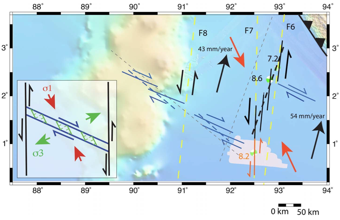 Figure 4: A new plate boundary may be forming along the black solid lines (Source: Singh et al., Science Advances 2017)