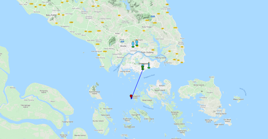 The location of the fireball as corroborated by eye witness reports in Singapore and Johor Bahru (Source: American Meteor Society)