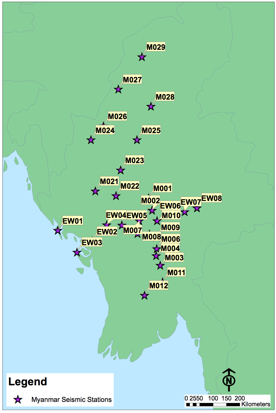 The Myanmar Seismic Network consists of 30 broadband seismic stations scattered throughout the country (Source: EOS Technical Office)