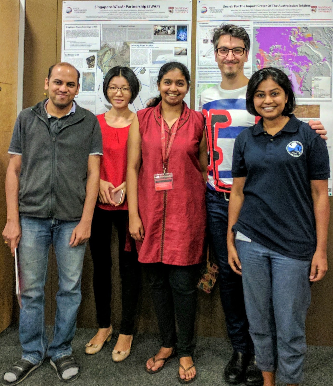 From left: Mr Sagar Masuti, Ms Peng Dongju, Ms Priyamvada Nanjundiah, Assistant Professor Sylvain Barbot, and Ms Sharadha Sathiakuma. (Source: Sylvain Barbot) 