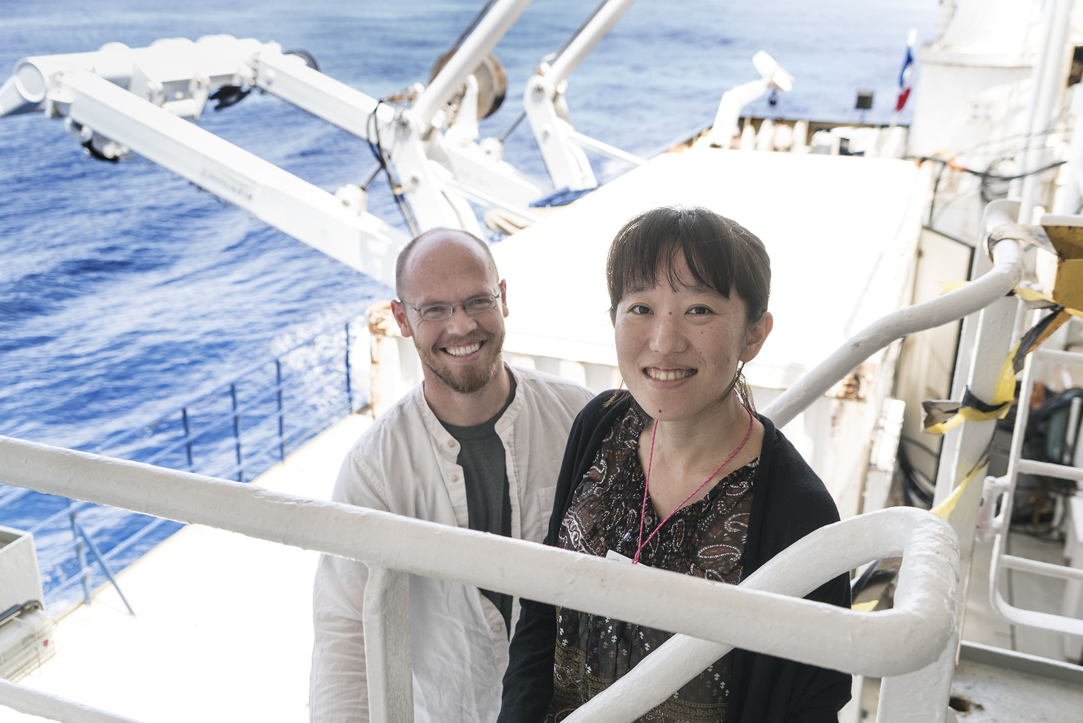 Drs Bradley and Hamahashi are part of the world-class scientific team sailing towards the Wharton Basin. They are both Geologists and Research Fellows at the Earth Observatory of Singapore (Source: EOS/Monika Naranjo Gonzales) 