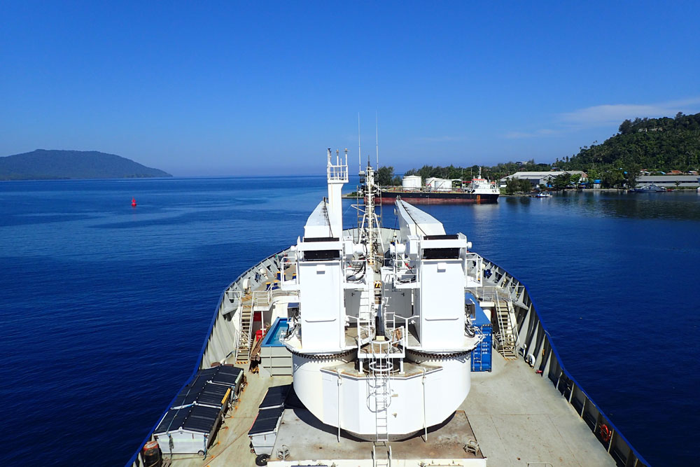 R/V Marion Dufresne, now anchored in Sabang, Indonesia (Source: EOS/ Monika Naranjo Gonzales)