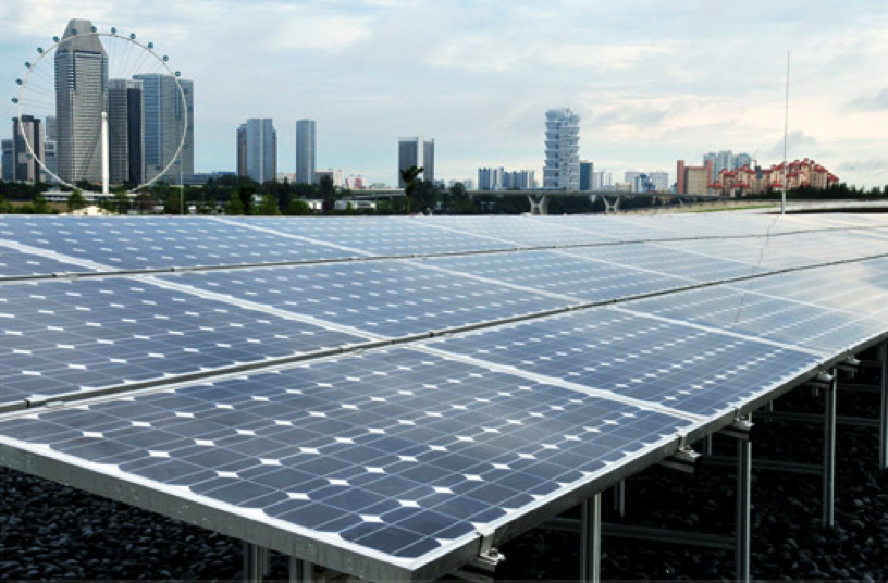 Solar Panels at Marina Barrage (Source: National Climate Change Secretariat) Solar Panels at Marina Barrage (Source: National Climate Change Secretariat)
