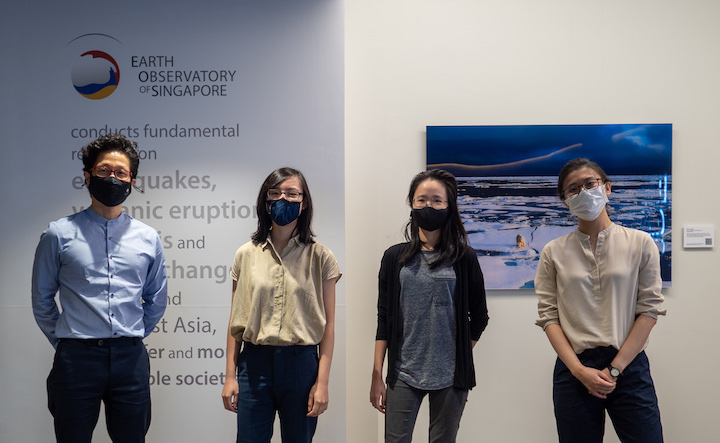 Members of the EOS-RS team, from left to right: Associate Professor Sang-Ho Yun, Ms Cheryl Tay, Ms Way Lin, Ms Shi Tong Chin (Source: Phuong Nguyen/Earth Observatory of Singapore)