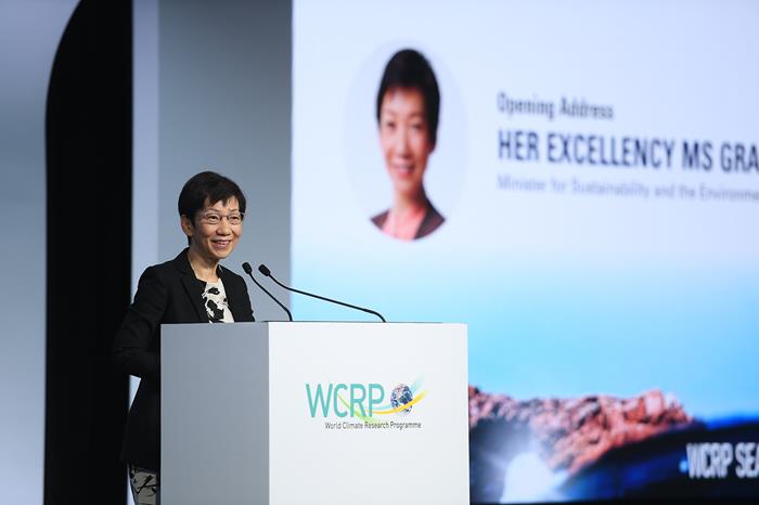 Singapore’s Minister for Sustainability and the Environment Grace Fu gave an opening address at the World Climate Research Programme conference