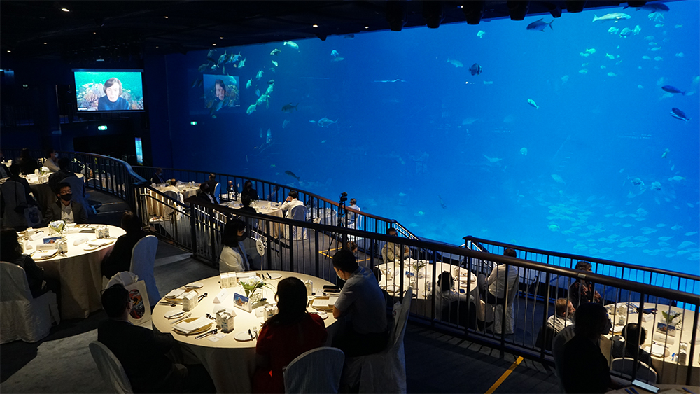 A keynote speech by renowned oceanographer Dr Sylvia Earle was aired at the launch event (Source: Victoria Khoo/Earth Observatory of Singapore)